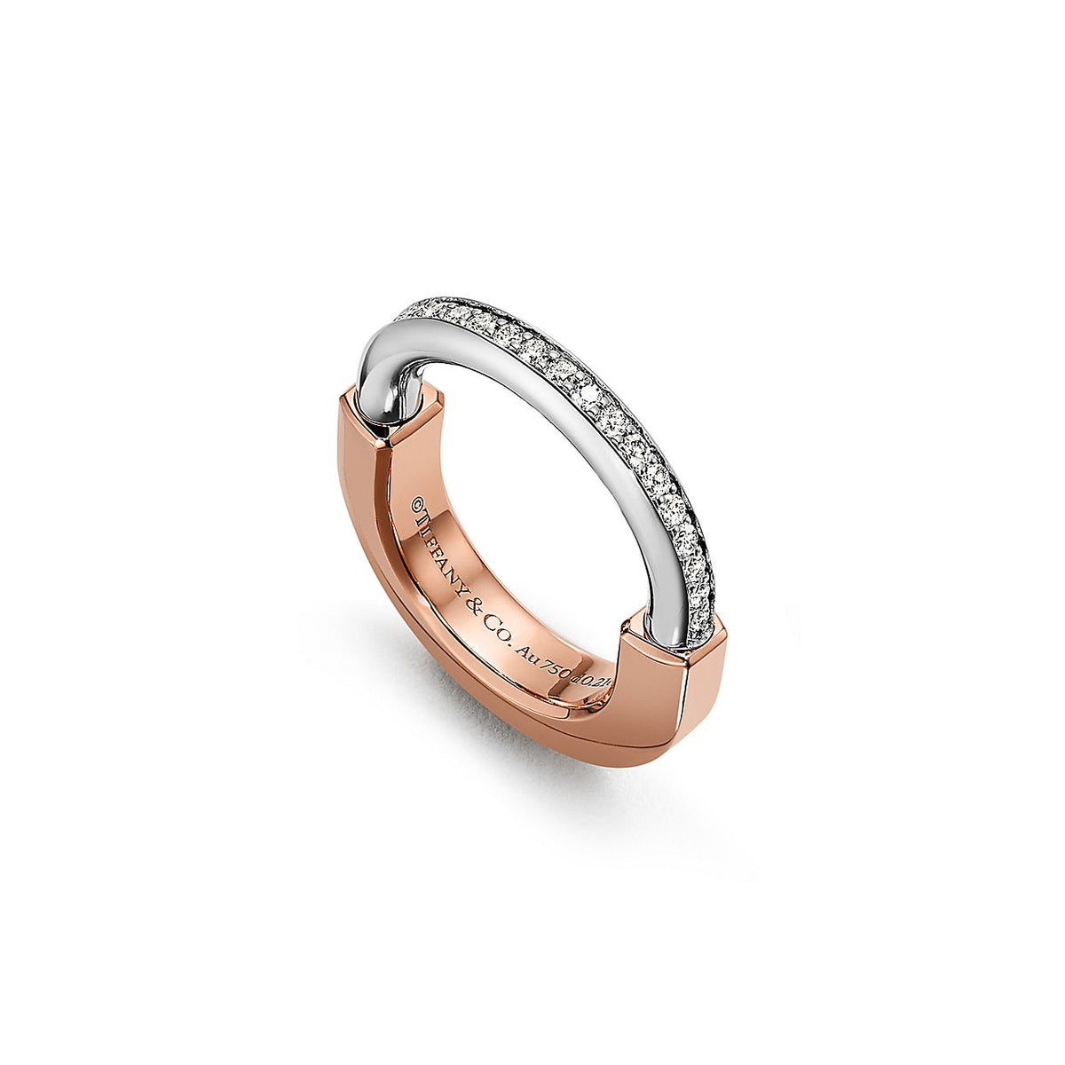 18K Tiffany & Co. Lock Diamond Rose Gold Ring