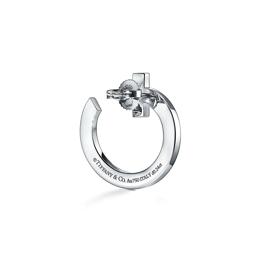 18K Tiffany & Co. T1 Open Hoop White Gold Earrings