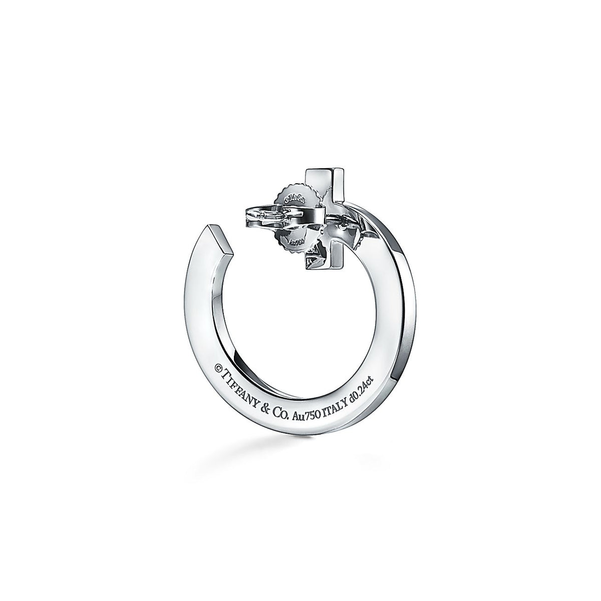 18K Tiffany & Co. T1 Open Hoop White Gold Earrings