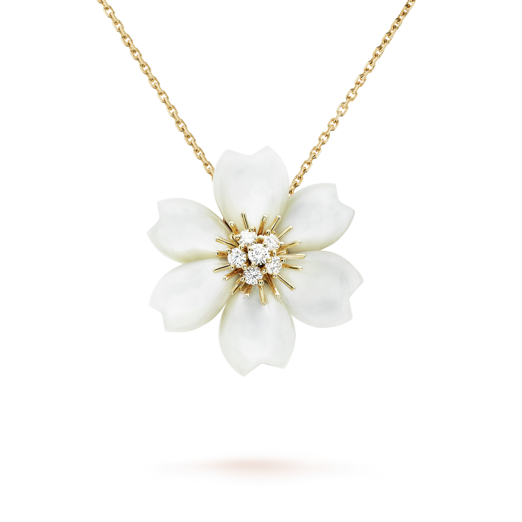 18K Rose Van Cleef & Arpels De Noel Clip Pendant Necklace