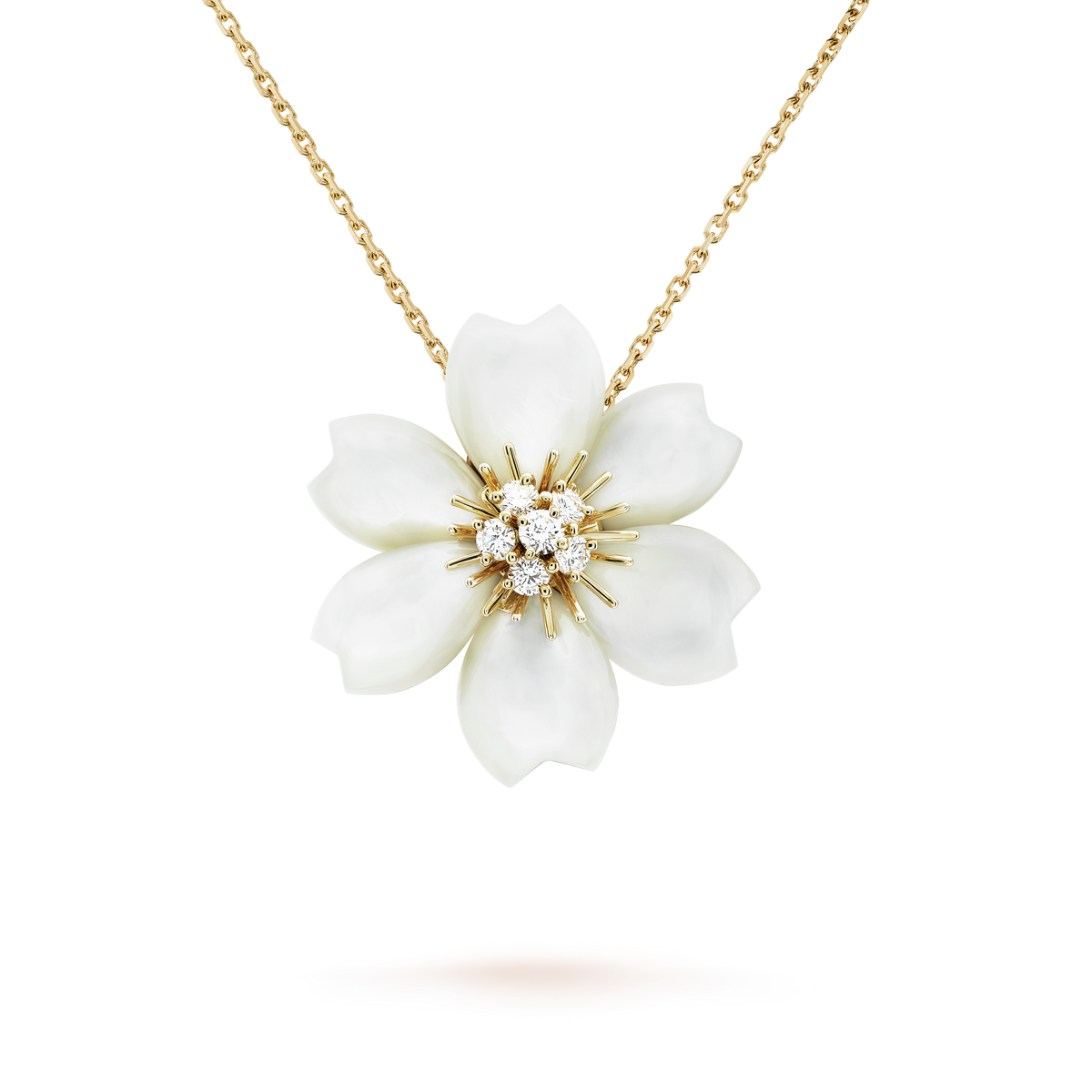 18K Rose Van Cleef & Arpels De Noel Clip Pendant Necklace