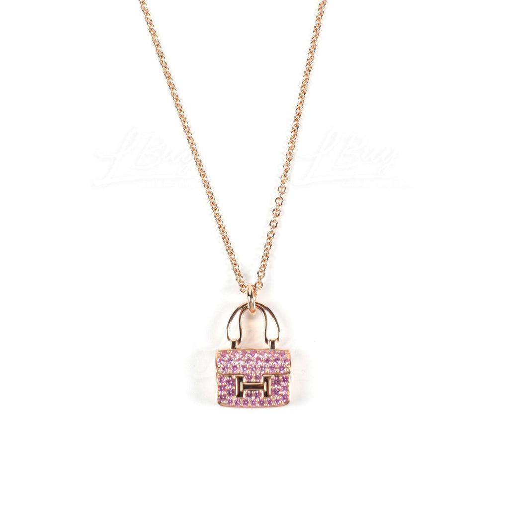 18K Hermès Amulettes Constance Pink Diamonds Pendant Necklace