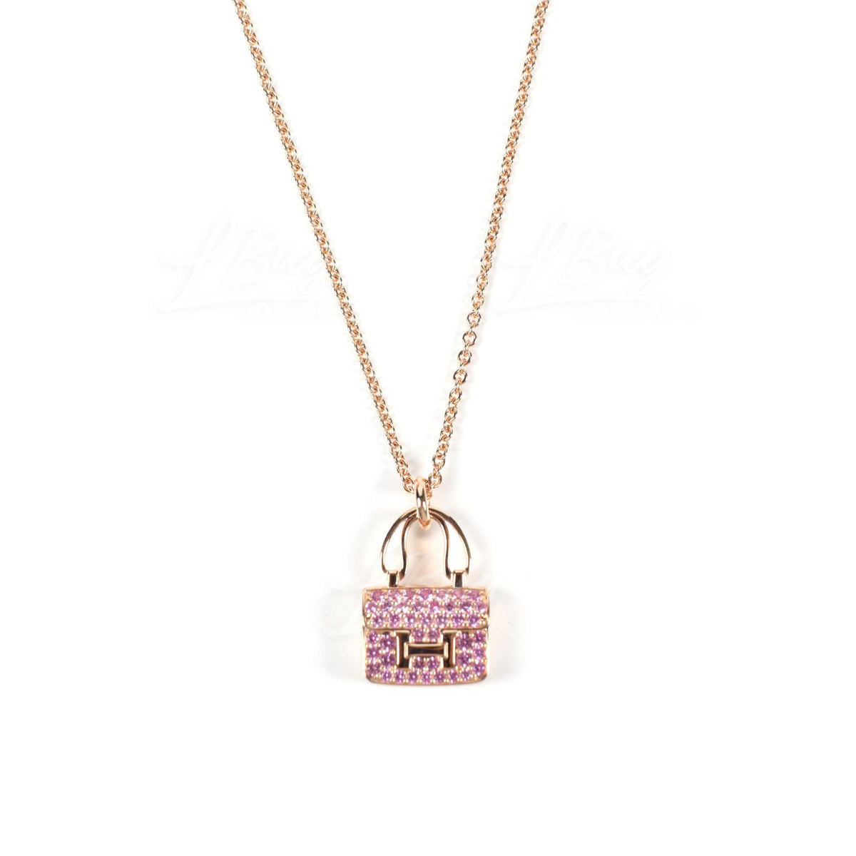 18K Hermès Amulettes Constance Pink Diamonds Pendant Necklace