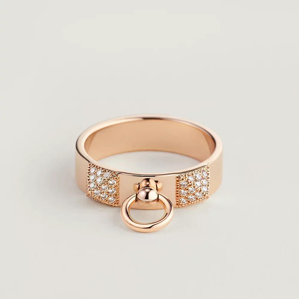 18K Collier De Chien Lock Diamonds Hermès Ring
