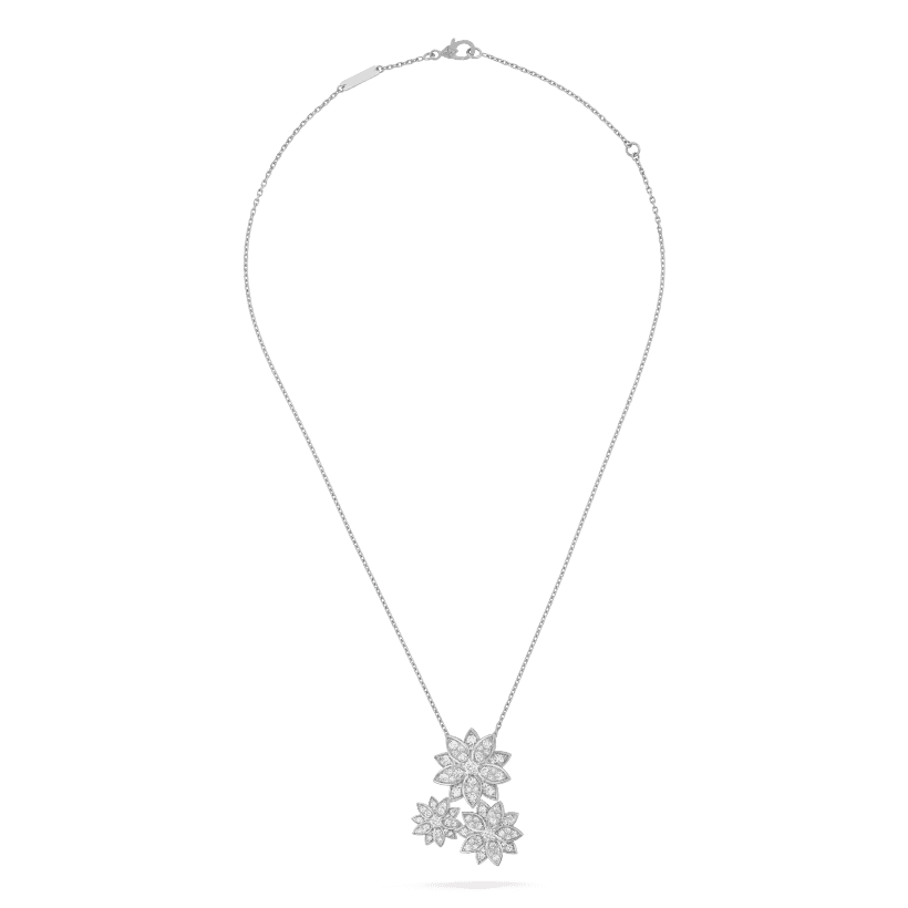 18K Van Cleef & Arpels Three Flowers Lotus Necklace