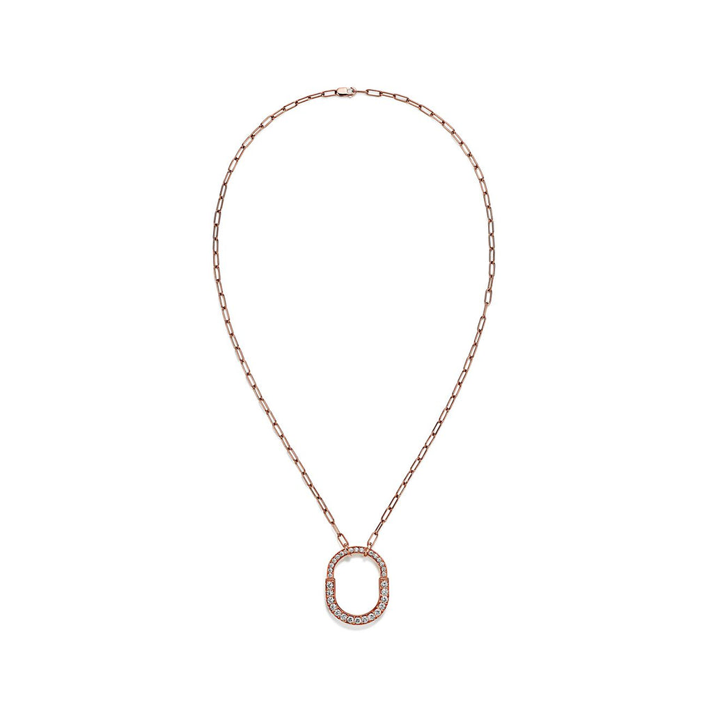 18K Tiffany & Co. Lock Pendant Pave Diamonds Necklace