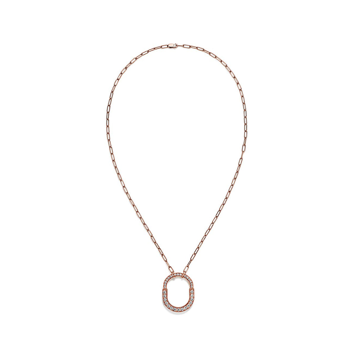 18K Tiffany & Co. Lock Pendant Pave Diamonds Necklace