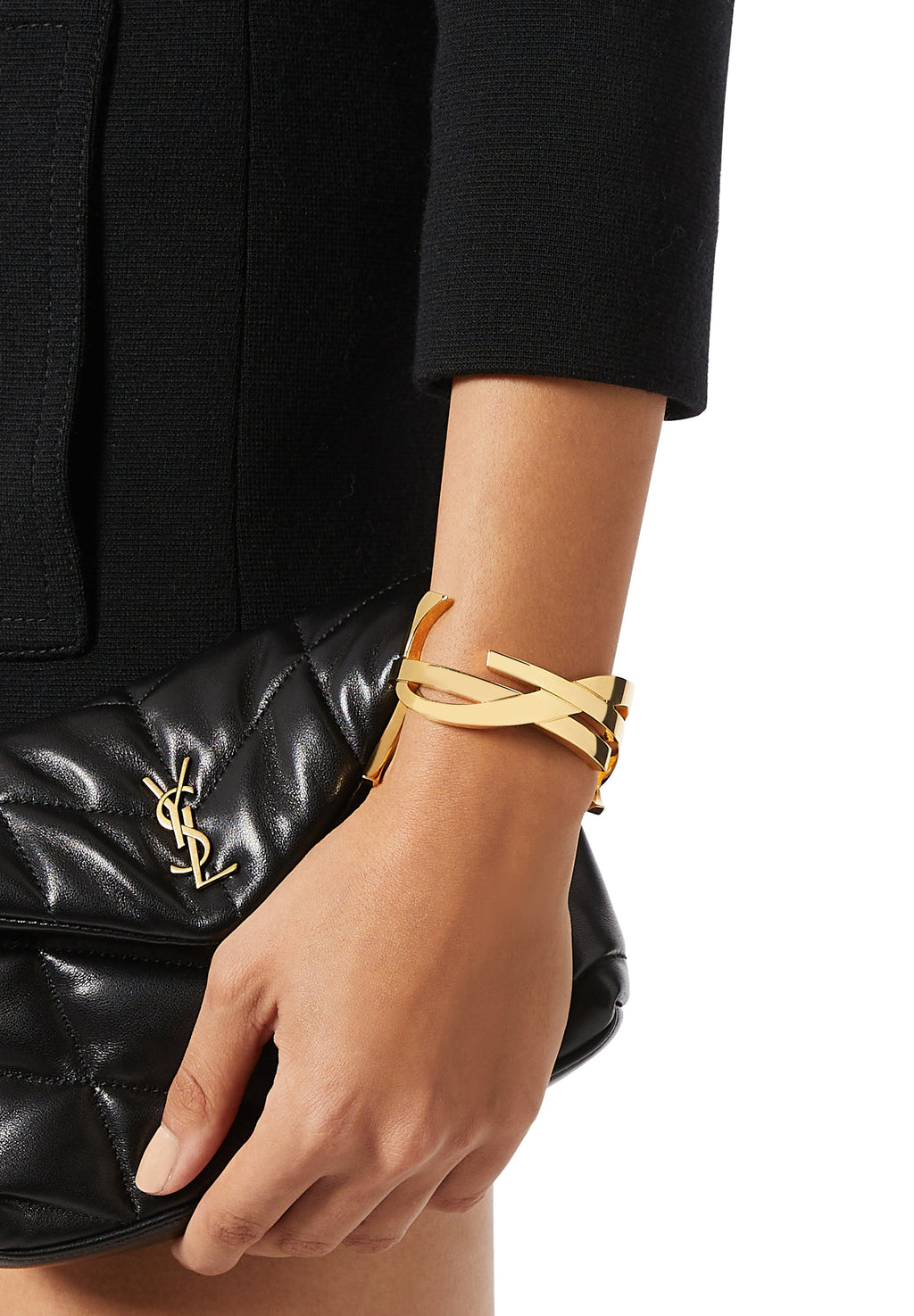 18K Saint Laurent YSL Monogram Cuff Bracelet