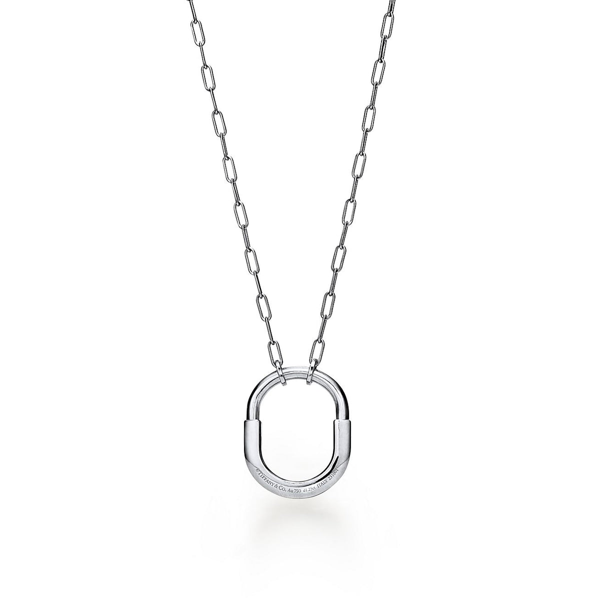 18K Tiffany & Co. Lock Pendant Pave Diamonds Necklace