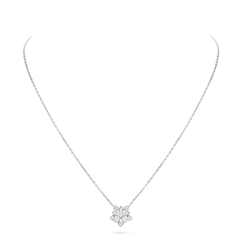 18K Van Cleef & Arpels Lotus Openwork Pendant Necklace