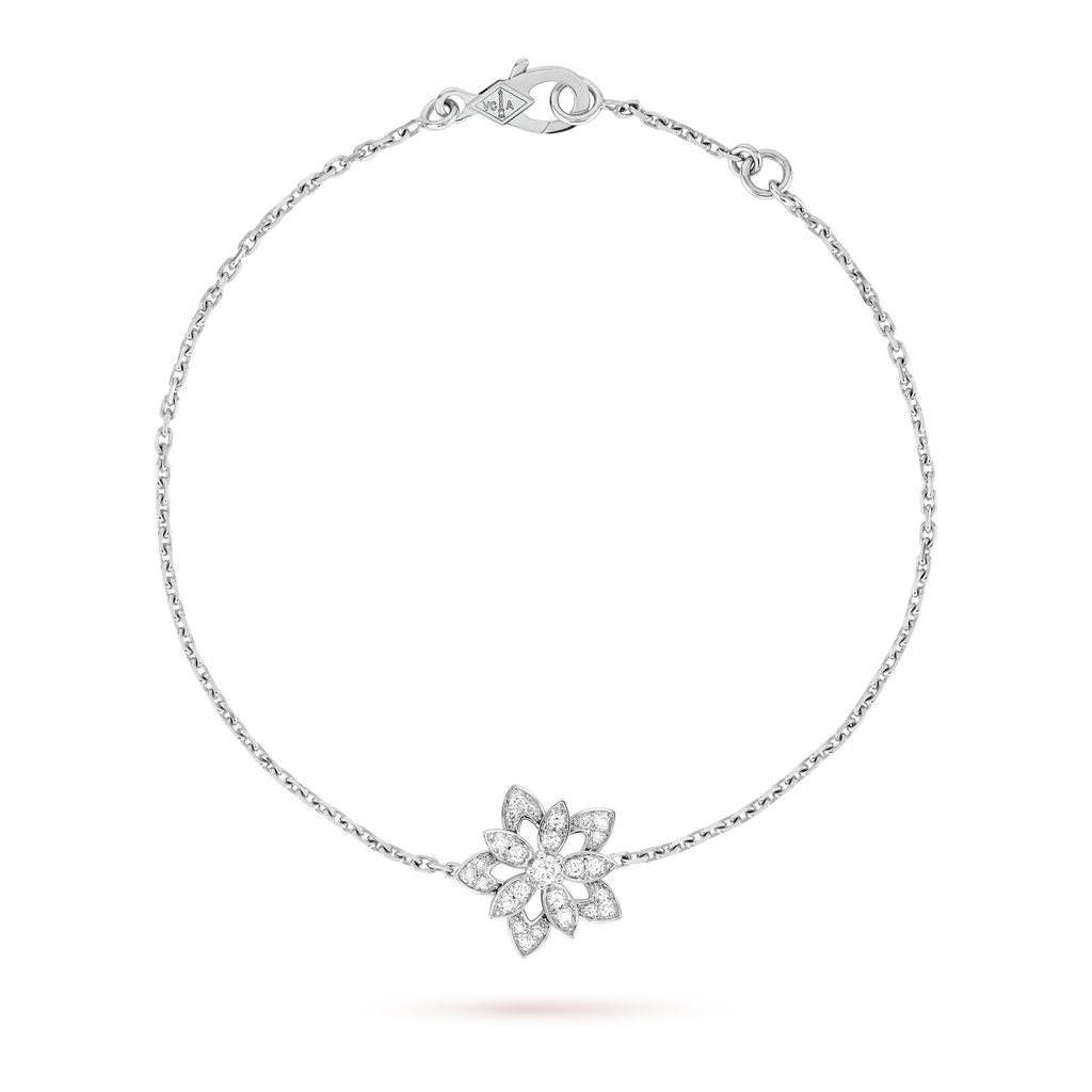 18K Van Cleef & Arpels Lotus Openwork Pendant Bracelet