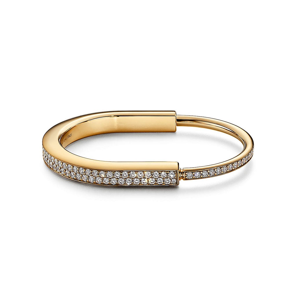 18K Tiffany & Co. Lock Bangle Full Pave Diamonds Bracelet