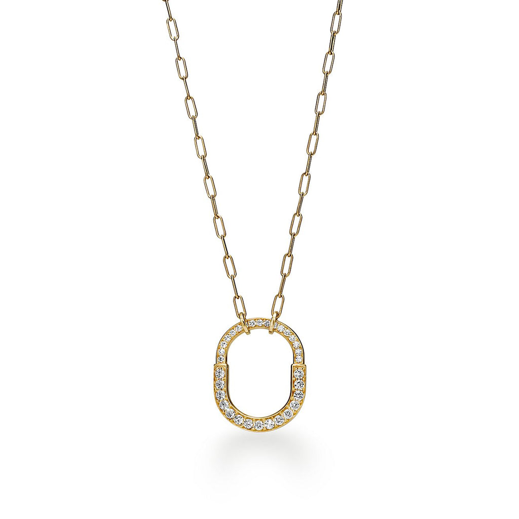 18K Tiffany & Co. Lock Pendant Pave Diamonds Necklace