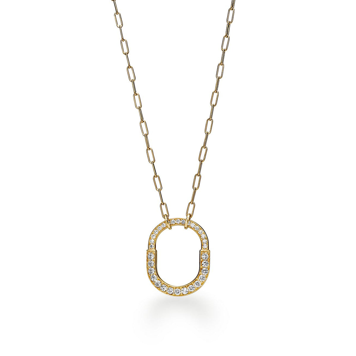 18K Tiffany & Co. Lock Pendant Pave Diamonds Necklace