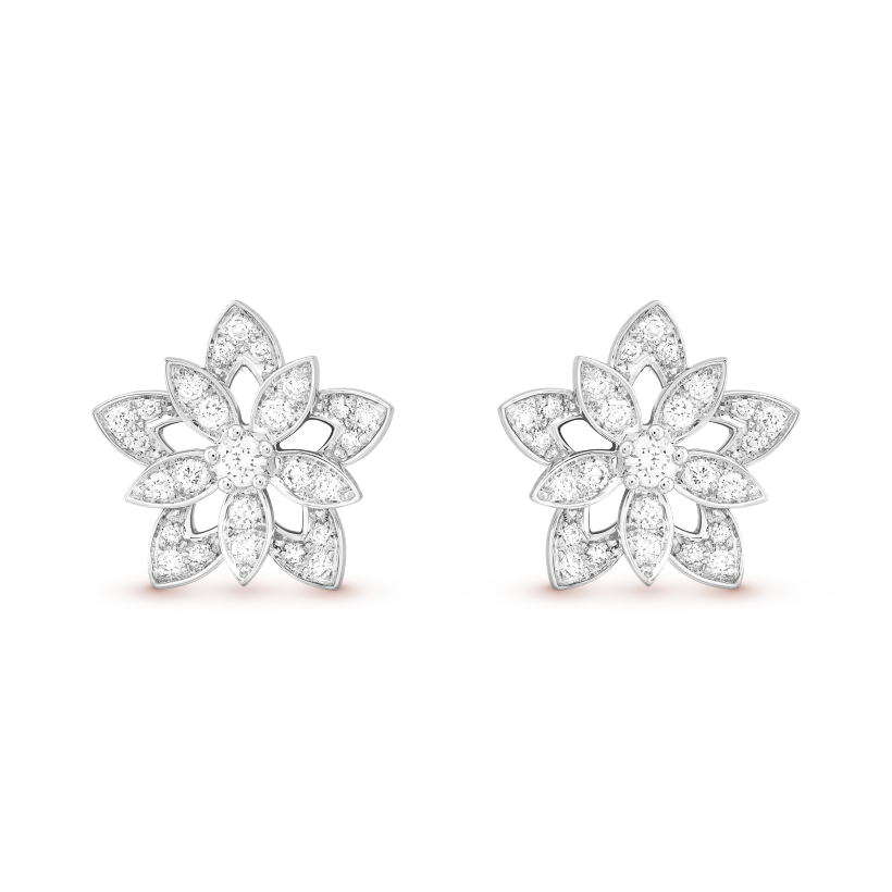 18K Van Cleef & Arpels Lotus Openwork Earrings