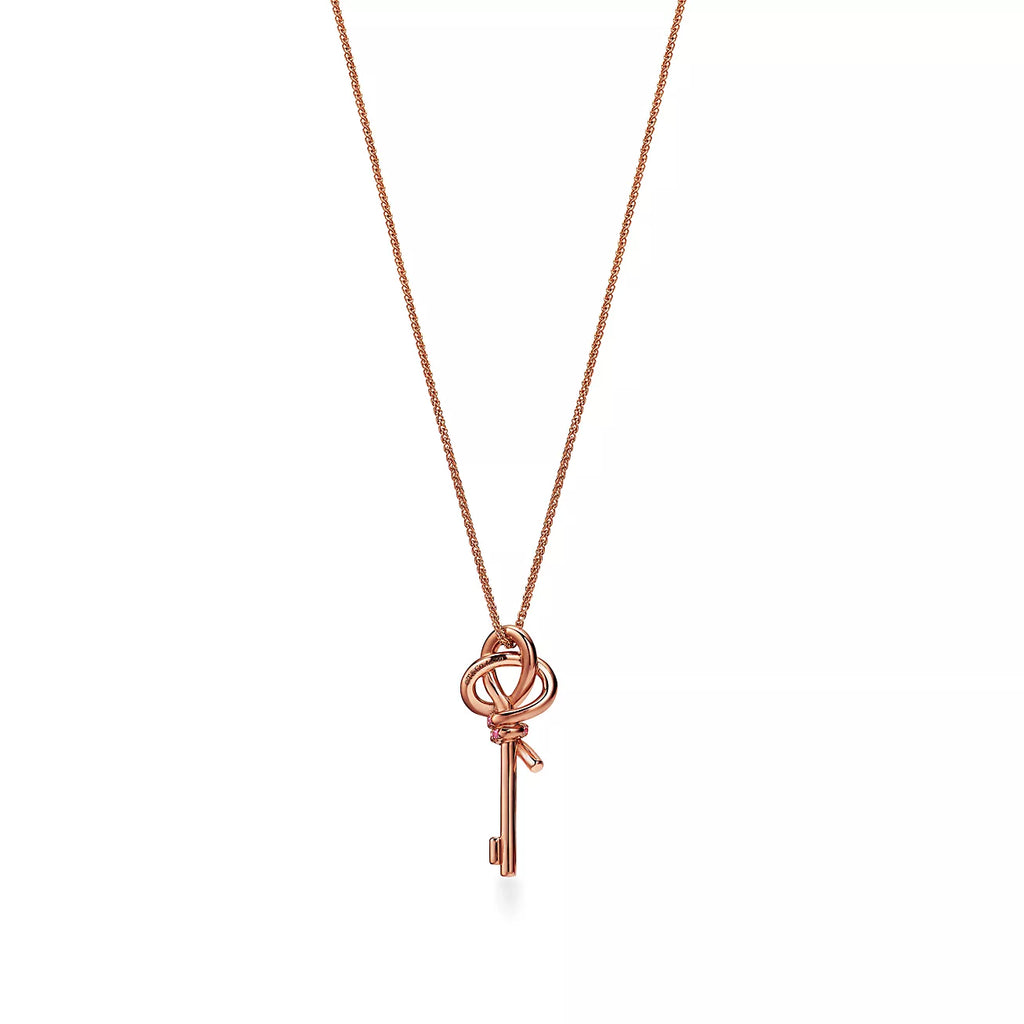 18K Tiffany & Co. Keys Woven Pink Diamonds Medium Necklace