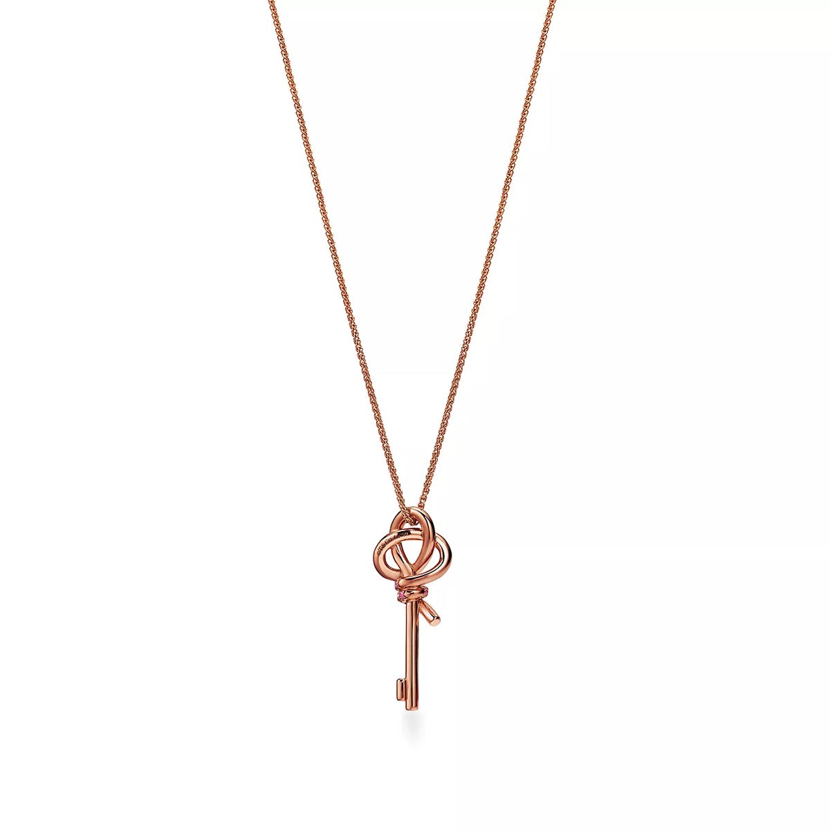 18K Tiffany & Co. Keys Woven Pink Diamonds Medium Necklace