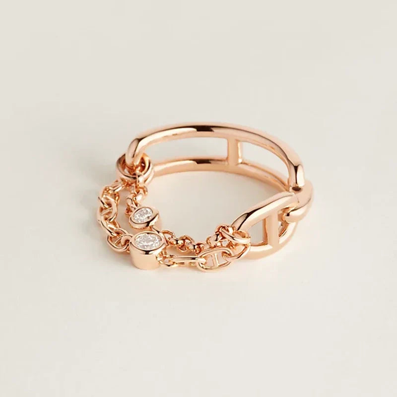 18K Chaine D'Ancre Chaos Hermès Ring