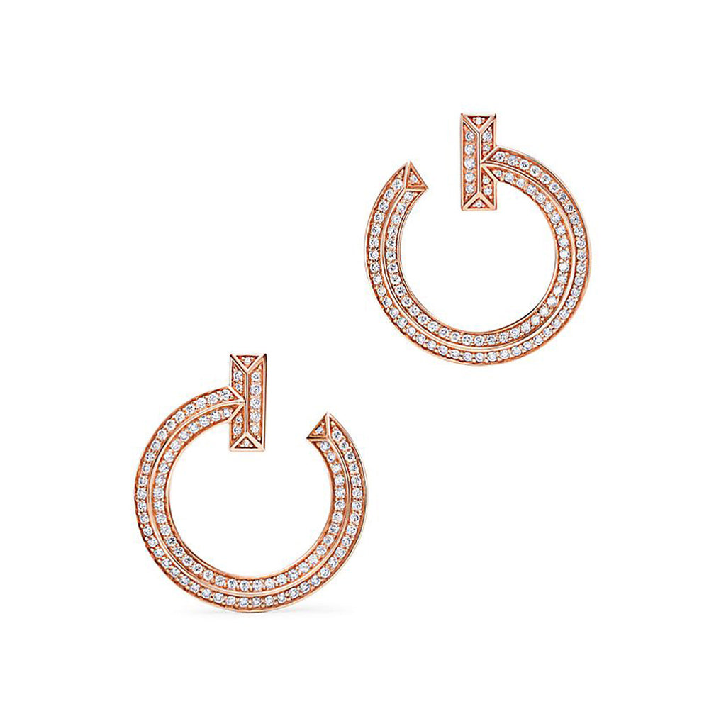 18K Tiffany & Co. T1 Open Hoop Rose Gold Earrings