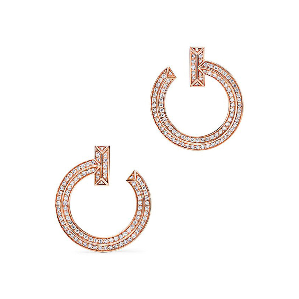 18K Tiffany & Co. T1 Open Hoop Rose Gold Earrings