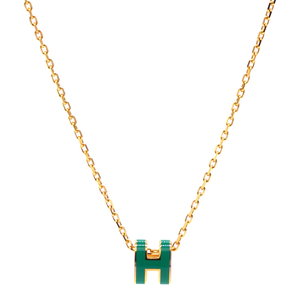 18K Mini Pop Hermès Green Necklace