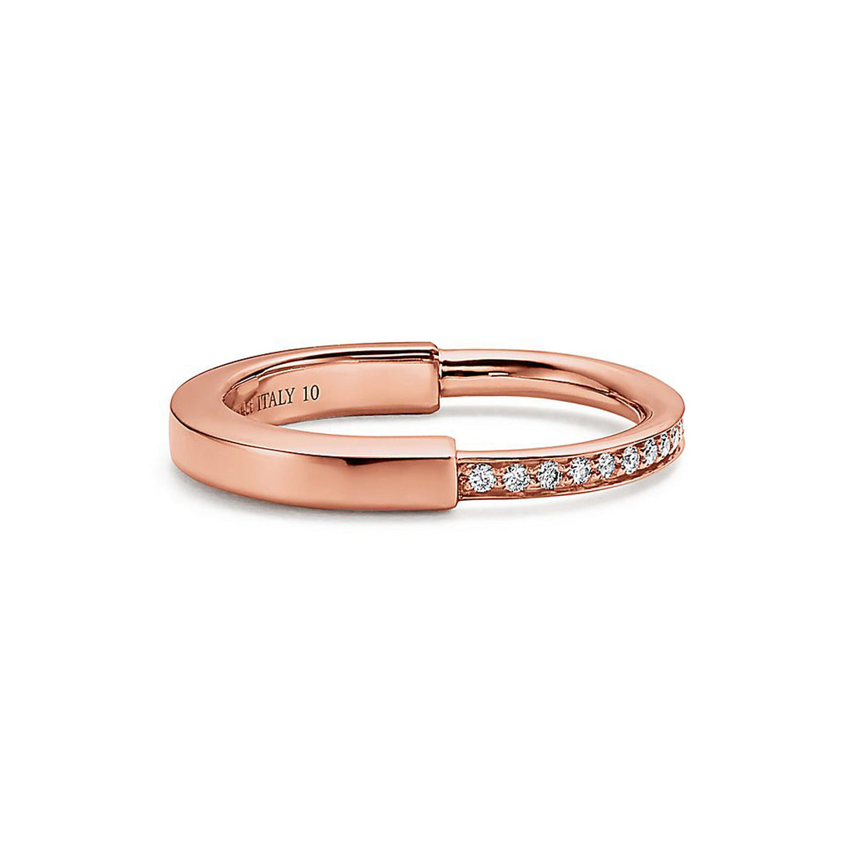18K Tiffany & Co. Lock Diamonds Rose Gold Ring