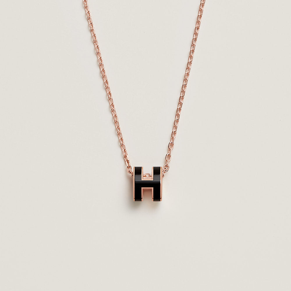 18K Mini Pop Hermès Black Necklace