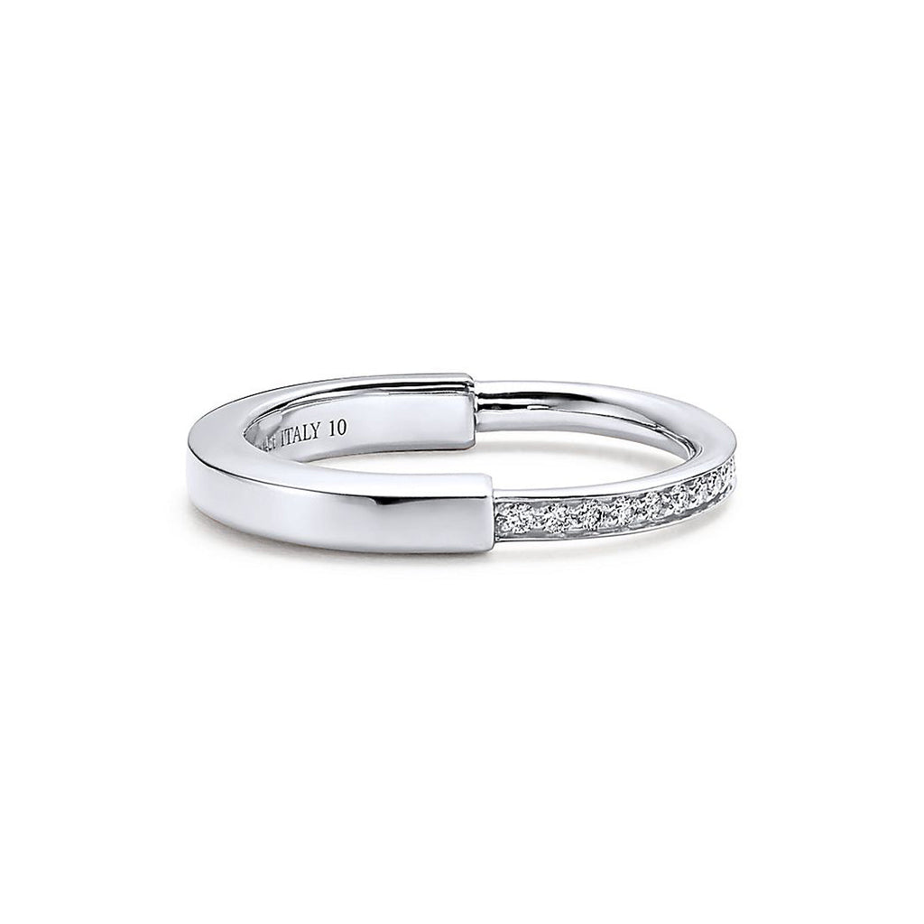 18K Tiffany & Co. Lock Diamonds White Gold Ring