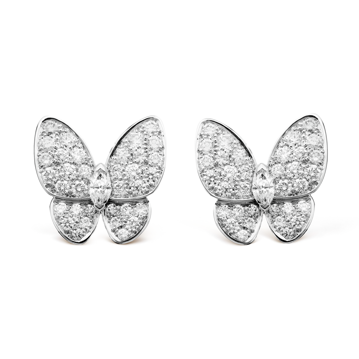 18K Van Cleef & Arpels Two Butterfly Diamonds Earrings