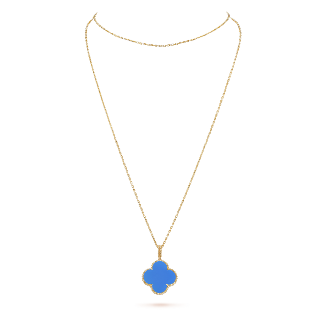 18K Van Cleef & Arpels Magic Alhambra Agate Clover Necklace