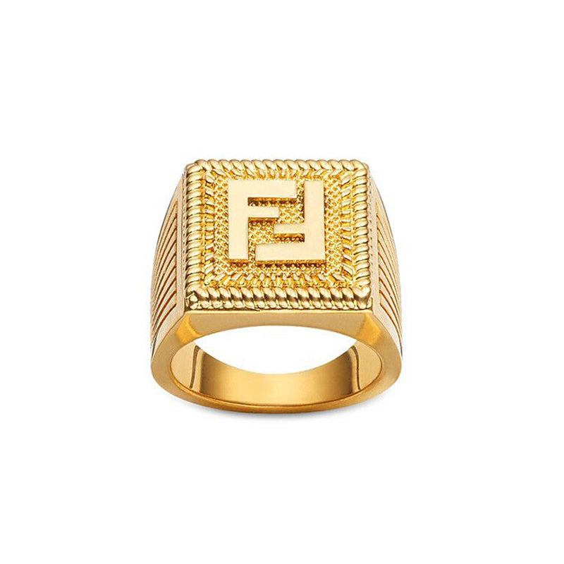 18K Fendi FF Guillochet Ring