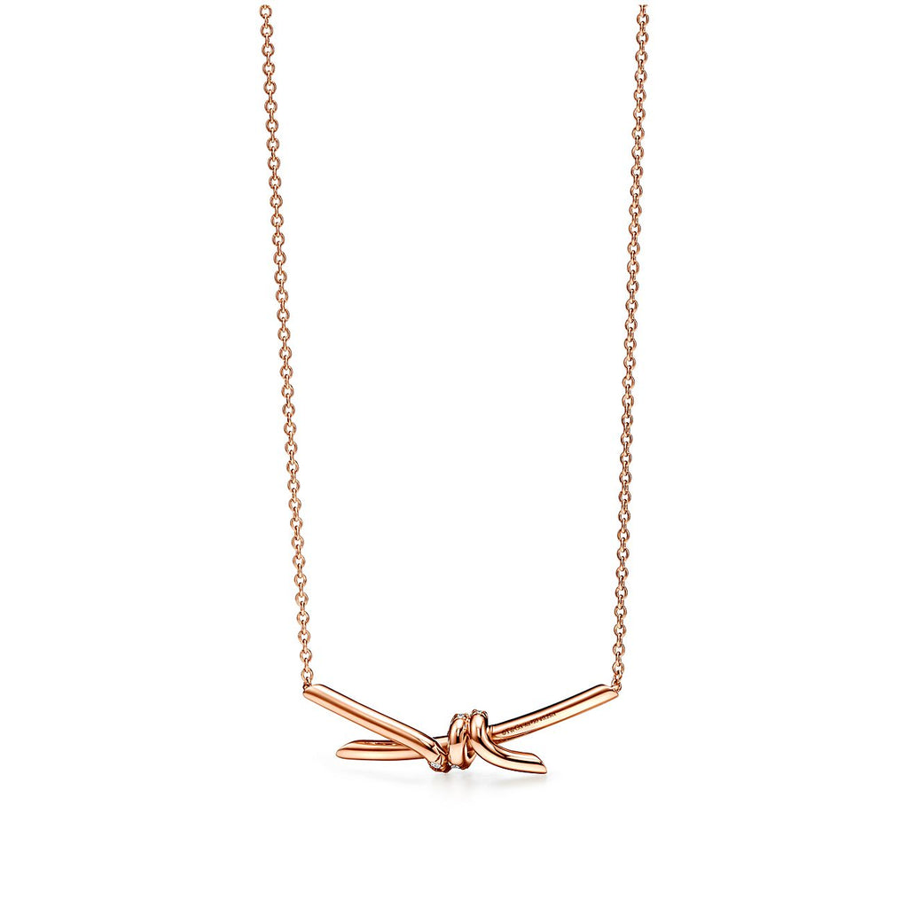 18K Tiffany & Co. Knot Pendant Diamond Necklace