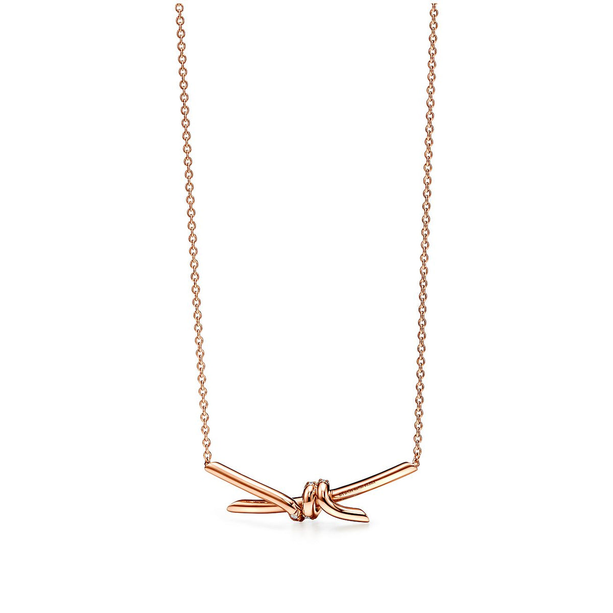 18K Tiffany & Co. Knot Pendant Diamond Necklace
