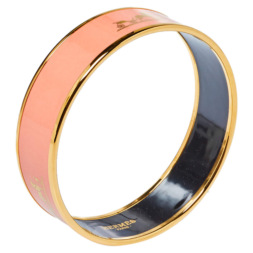 18K Enamel Cal¨¨che Wide Bangle Hermès Bracelet