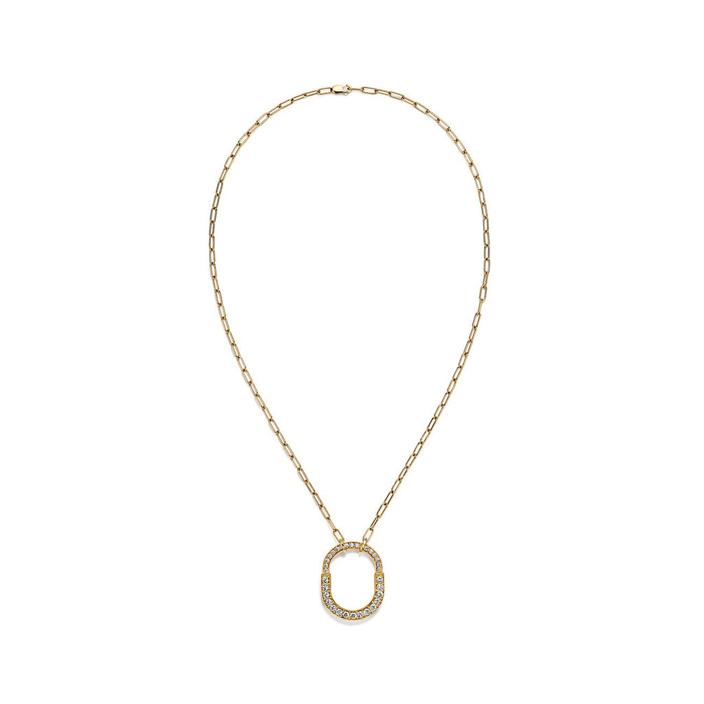 18K Tiffany & Co. Lock Pendant Pave Diamonds Necklace