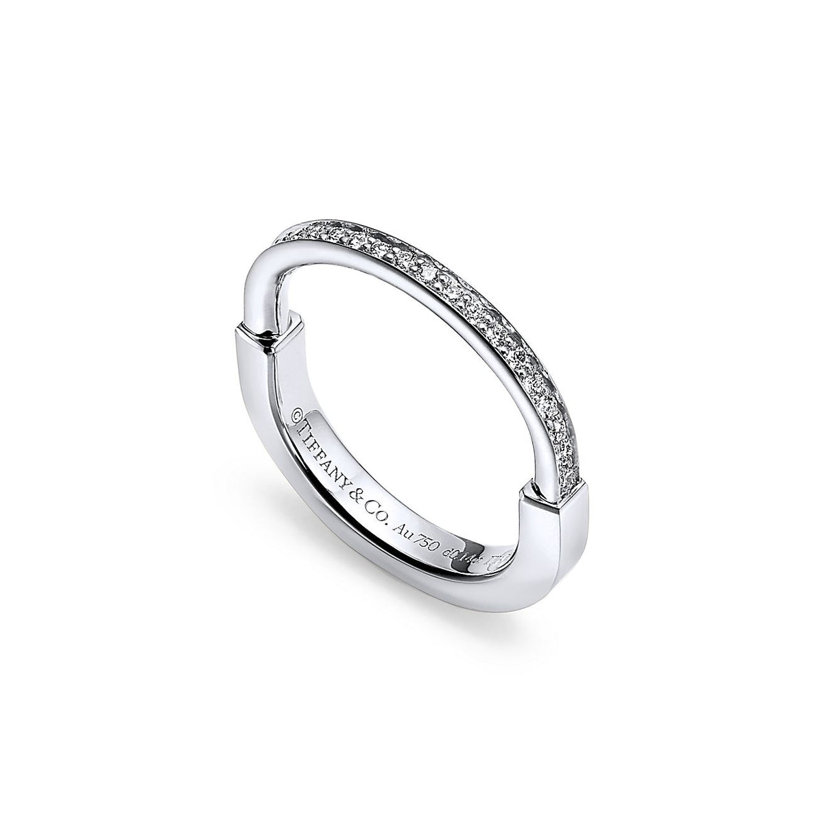 18K Tiffany & Co. Lock Diamonds White Gold Ring