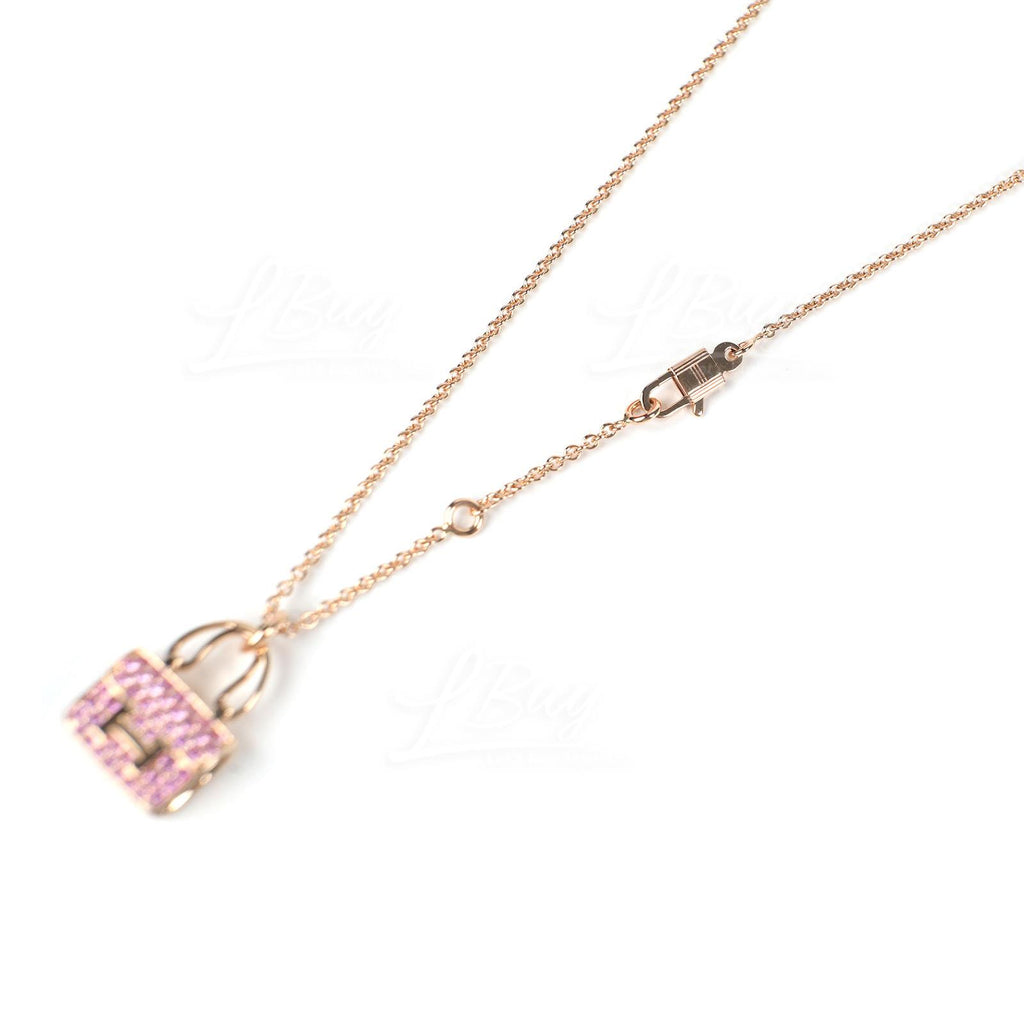 18K Hermès Amulettes Constance Pink Diamonds Pendant Necklace