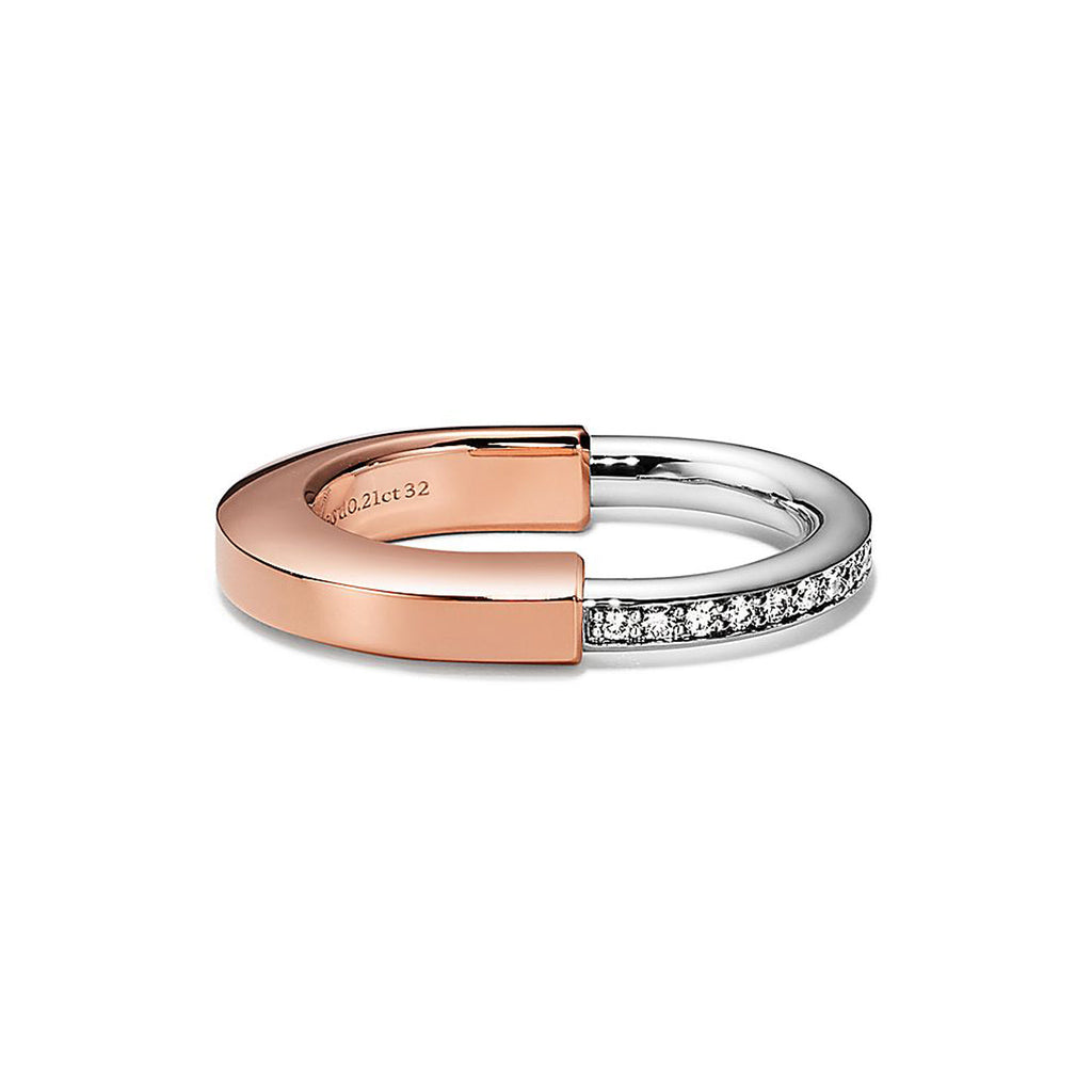 18K Tiffany & Co. Lock Diamond Rose Gold Ring