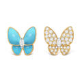 18K Van Cleef & Arpels Two Butterfly Turquoise Earrings