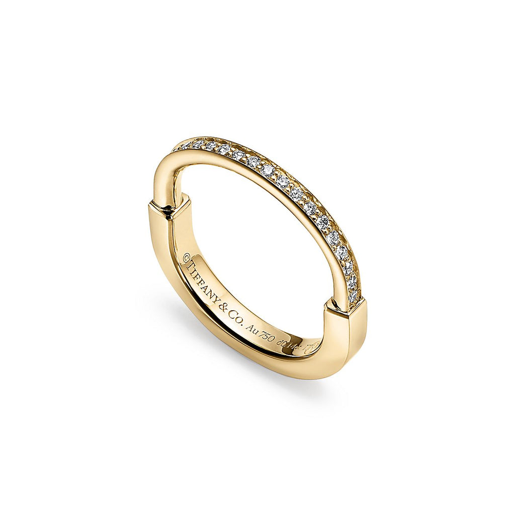 18K Tiffany & Co. Lock Diamonds Yellow Gold Ring