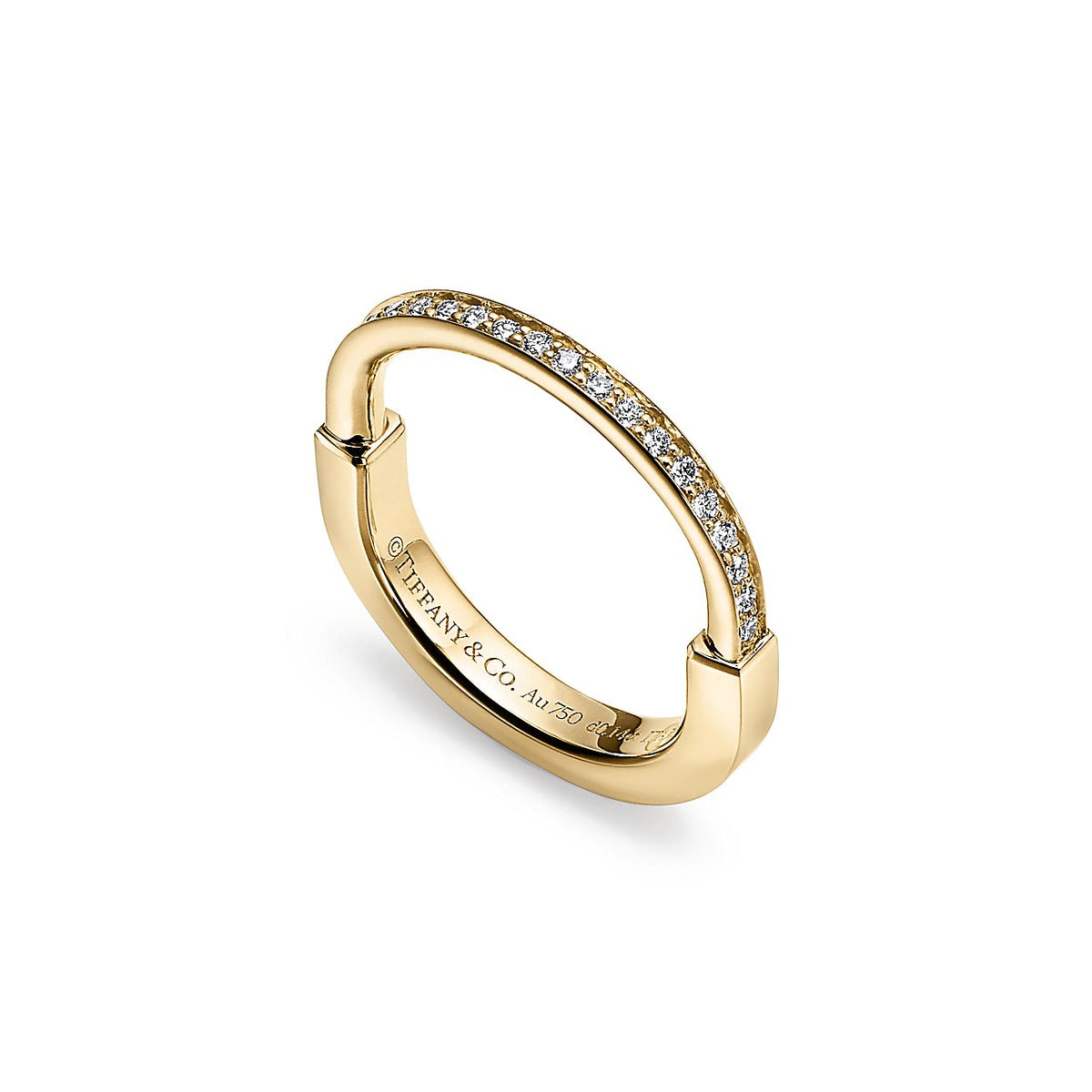 18K Tiffany & Co. Lock Diamonds Yellow Gold Ring