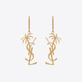 18K Saint Laurent YSL Monogram Palmier Statement Earrings
