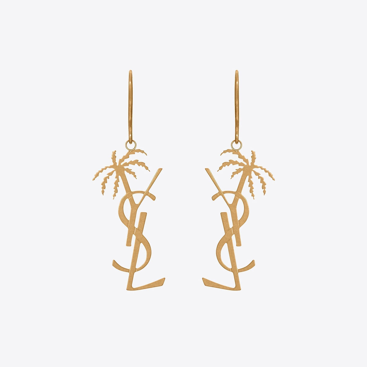 18K Saint Laurent YSL Monogram Palmier Statement Earrings