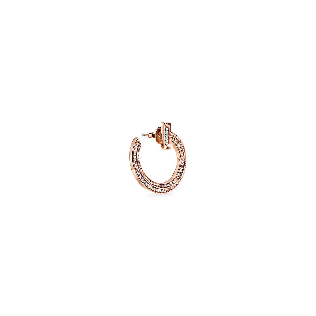 18K Tiffany & Co. T1 Open Hoop Rose Gold Earrings