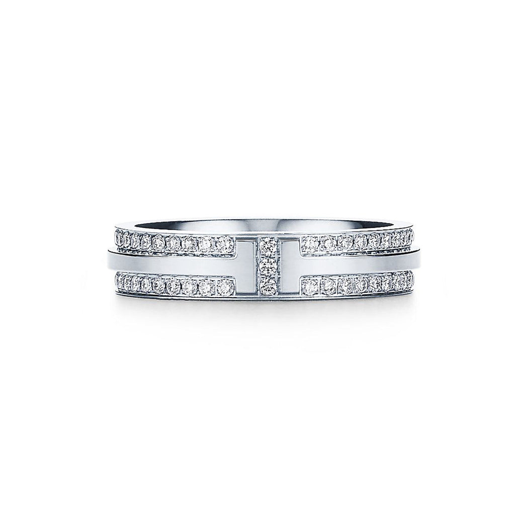 18K Tiffany & Co. Narrow Pave Diamond Ring