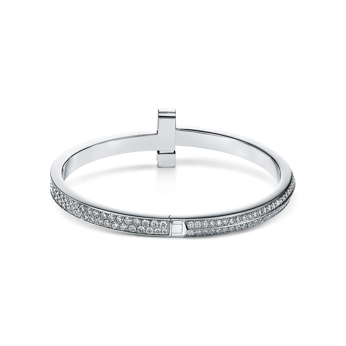 18K Tiffany & Co. T1 Wide Diamond Hinged Bangle Bracelet
