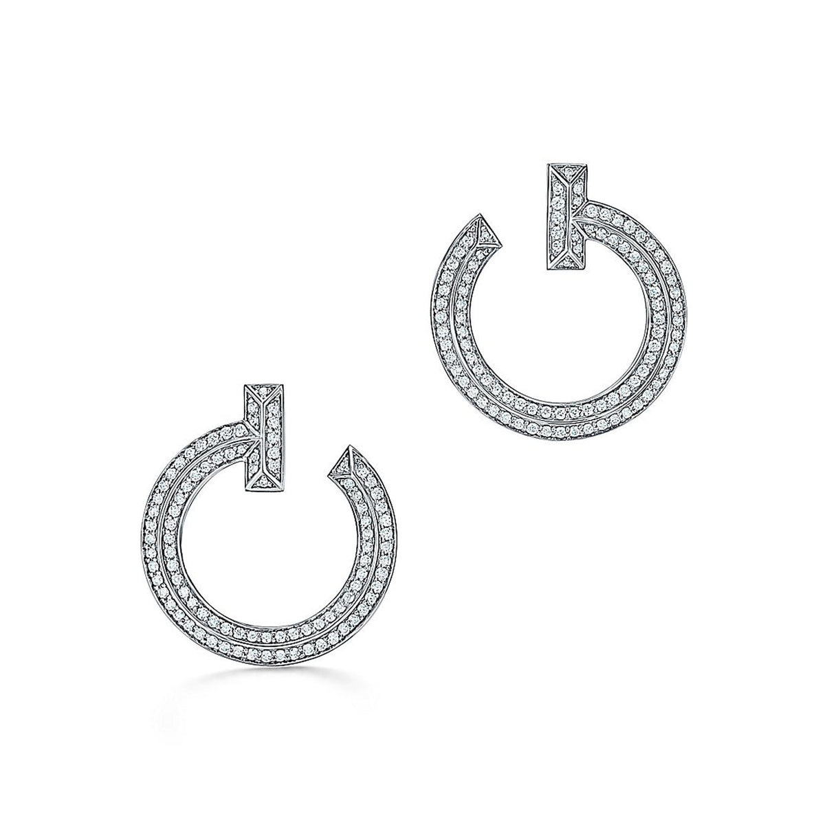 18K Tiffany & Co. T1 Open Hoop White Gold Earrings