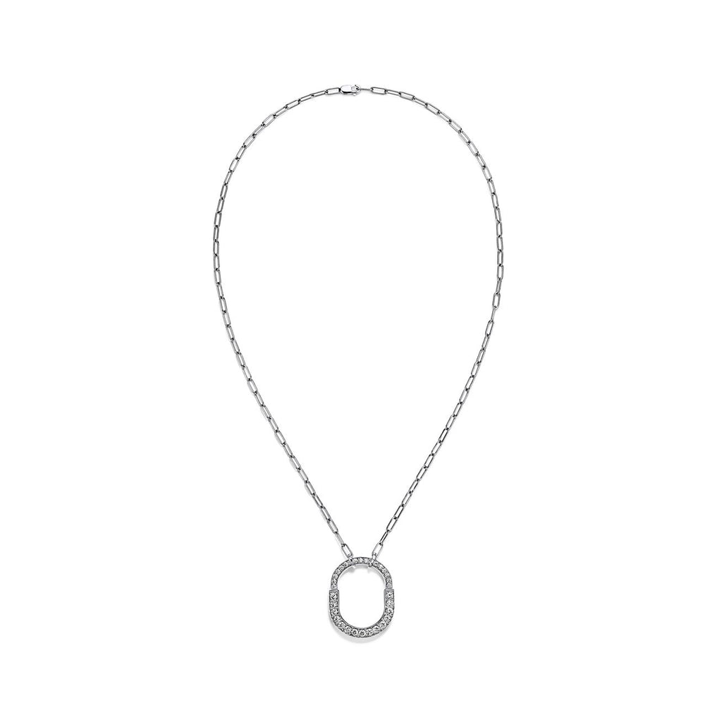18K Tiffany & Co. Lock Pendant Pave Diamonds Necklace