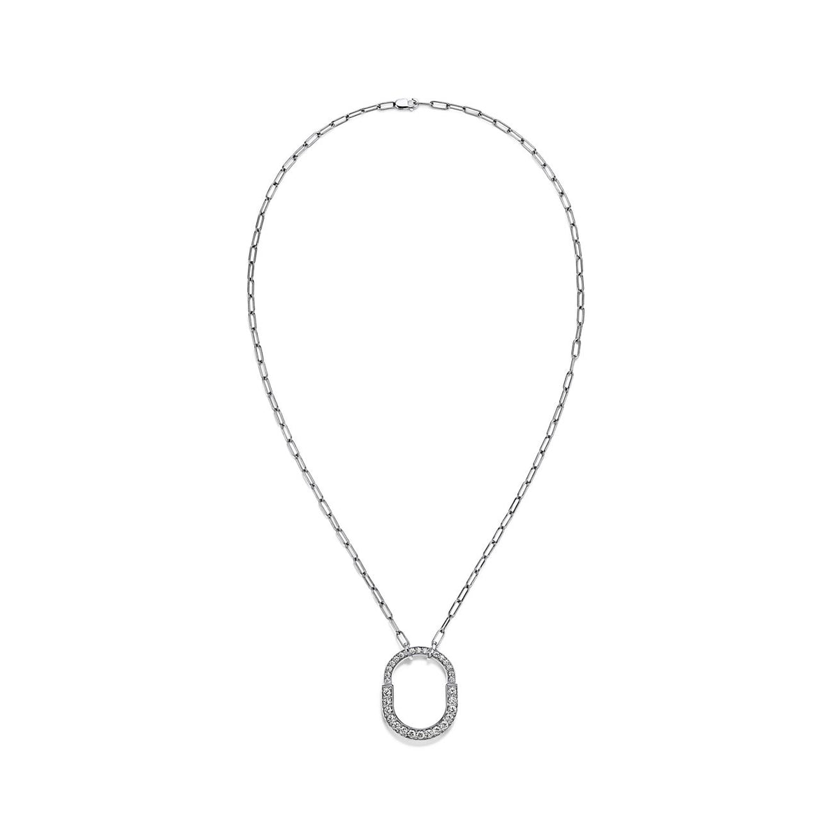 18K Tiffany & Co. Lock Pendant Pave Diamonds Necklace