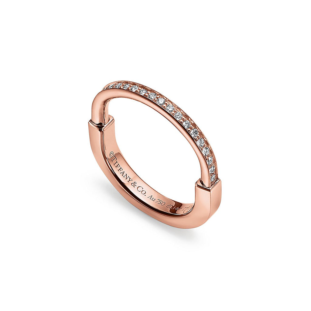18K Tiffany & Co. Lock Diamonds Rose Gold Ring